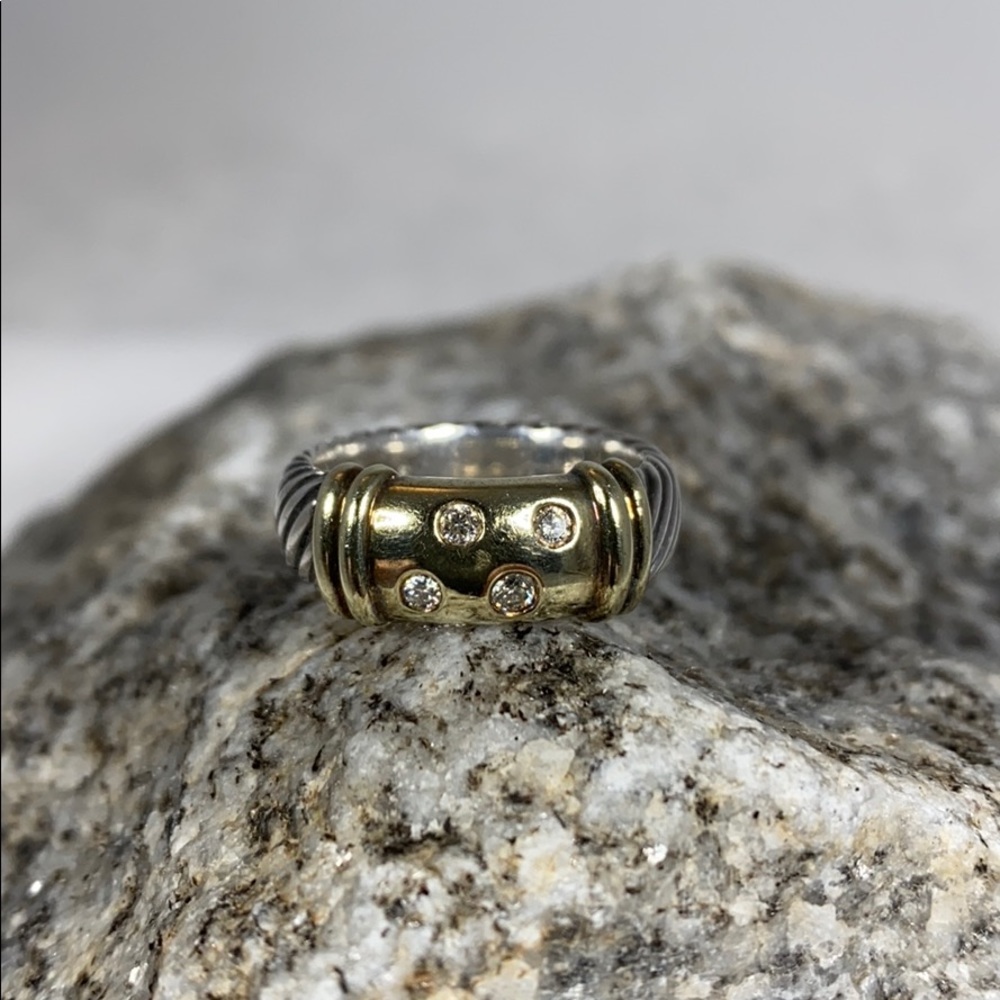 David Yurman Metro Diamond Ring in 14k Gold & 925